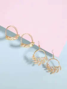 Rubans Set Of 2 18K Gold-Plated Circular Drop Earrings
