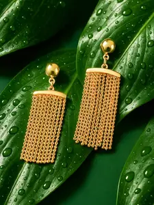 Rubans 18K Gold-Plated Chain-Link Tassel Dangler Earrings