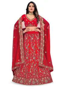 Maroosh Embellished Thread Work Unstitched Lehenga & Blouse With Dupatta