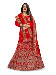 Maroosh Embellished Thread Work Unstitched Lehenga & Blouse With Dupatta