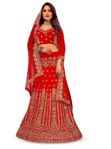 Maroosh Women Embellished Thread Work Unstitched Lehenga & Blouse With Dupatta