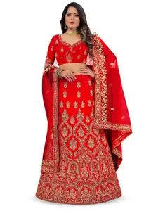 Maroosh Embellished Thread Work Unstitched Lehenga & Blouse With Dupatta