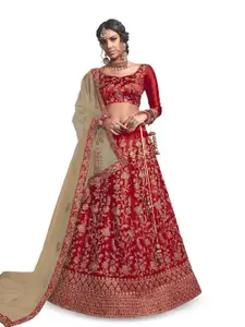 Maroosh Embroidered Thread Work Unstitched Lehenga & Blouse With Dupatta