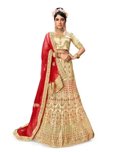Maroosh Embroidered Thread Work Unstitched Lehenga & Blouse With Dupatta