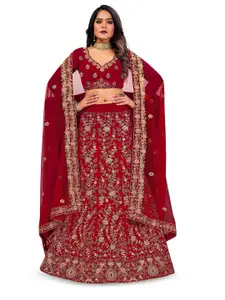 Maroosh Embellished Thread Work Unstitched Lehenga & Blouse With Dupatta