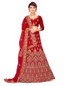 Maroosh Embroidered Thread Work Unstitched Lehenga & Blouse With Dupatta