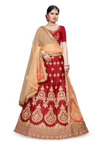 Maroosh Embellished Thread Work Unstitched Lehenga & Blouse With Dupatta
