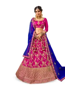 Maroosh Embroidered Thread Work Unstitched Lehenga & Blouse With Dupatta