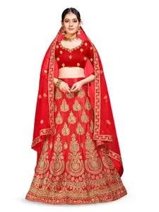 Maroosh Embroidered Thread Work Unstitched Lehenga & Blouse With Dupatta
