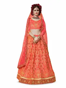 Maroosh Embroidered Thread Work Unstitched Lehenga & Blouse With Dupatta