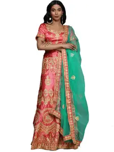 Maroosh Embellished Sequinned Unstitched Lehenga & Blouse With Dupatta