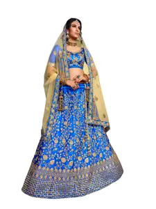 Maroosh Embroidered Thread Work Unstitched Lehenga & Blouse With Dupatta