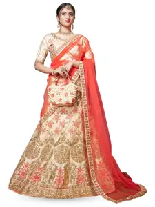 Maroosh Embroidered Thread Work Unstitched Lehenga & Blouse With Dupatta