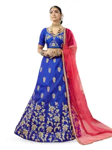 Maroosh Embroidered Thread Work Unstitched Lehenga & Blouse With Dupatta