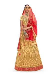 Maroosh Embroidered Thread Work Unstitched Lehenga & Blouse With Dupatta