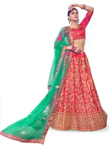 Maroosh Embroidered Thread Work Unstitched Lehenga & Blouse With Dupatta