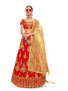 Maroosh Embroidered Thread Work Unstitched Lehenga & Blouse With Dupatta