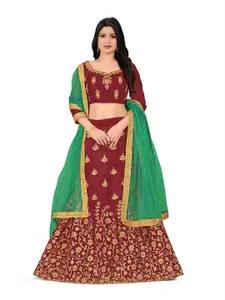 Maroosh Embellished Thread Work Unstitched Lehenga & Blouse With Dupatta