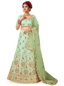 Maroosh Embroidered Thread Work Unstitched Lehenga & Blouse With Dupatta