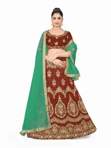 Maroosh Embellished Thread Work Unstitched Lehenga & Blouse With Dupatta