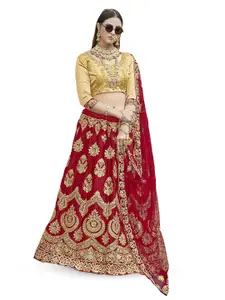 Maroosh Embroidered Thread Work Unstitched Lehenga & Blouse With Dupatta