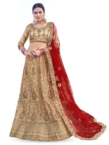 Maroosh Embroidered Thread Work Unstitched Lehenga & Blouse With Dupatta