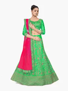 Maroosh Embellished Thread Work Unstitched Lehenga & Blouse With Dupatta