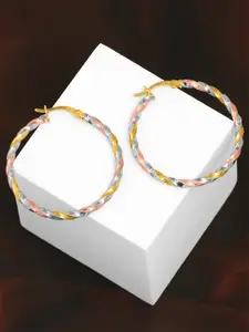 LeCalla 925 Sterling Silver 14K Gold-Plated Round Shaped Hoop Earrings