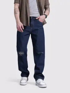 The Roadster Life Co. Men Straight Fit Slash Knee Pure Cotton Jeans