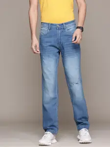 The Roadster Lifestyle Co. Men Slash Knee Light Fade Regular Fit Stretchable Jeans