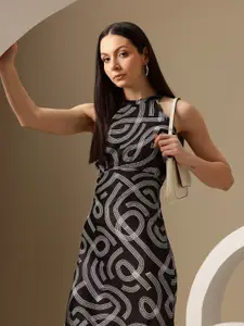 Chemistry Printed Tie-Up Back Shift Dress