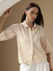 Chemistry Striped Raglan Sleeves Casual Shirt