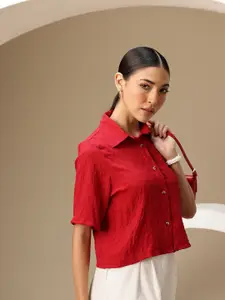 Chemistry Opaque Self Design Textured Casual Shirt