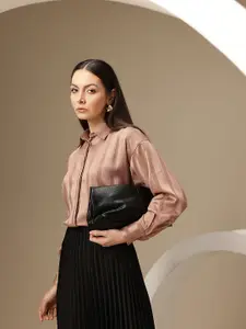 Chemistry Self-Striped Satin Finish Formal Shirt