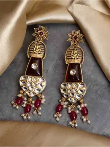 PANASH Gold Plated Cubic Zirconia Studded Contemporary Drop Earrings