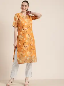 Sun Fashion And Lifestyle Floral Printed Chanderi Silk Kurta