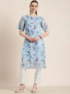 Sun Fashion And Lifestyle Women Floral Printed Chanderi Silk Kurta