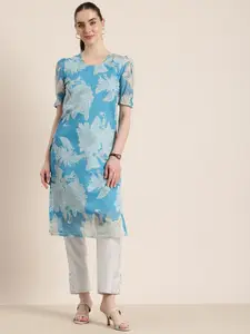 Sun Fashion And Lifestyle Floral Printed Chanderi Silk Kurta