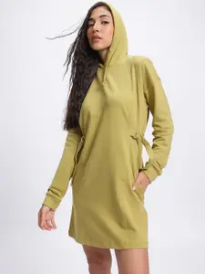 DressBerry Weave Belted Hooded Sweatshirt Dress