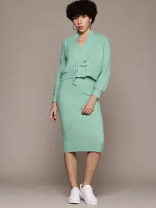 Roadster Woollen Bodycon Dress With Shrug