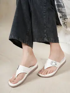 Mast & Harbour Women Open Toe Slip-On Flats