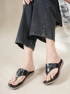 Mast & Harbour Women Slip-On Open Toe Flats