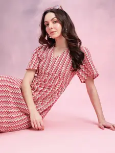 DressBerry Chevron Self-Design Bell Sleeves Crochet Empire Midi Dress