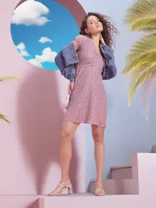 DressBerry Floral Print Puff Sleeve A-Line Mini Dress