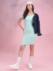 DressBerry Pastel Textured Ribbed Bodycon Dress