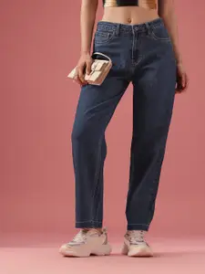 DressBerry Women Mom Fit High-Rise Light Fade Stretchable Jeans