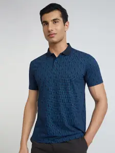 Park Avenue Men Conversational Printed Polo Collar Cotton T-shirt