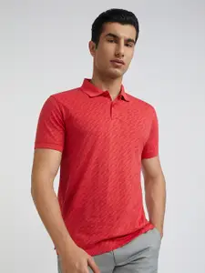Park Avenue Men Abstract Printed Polo Collar Cotton T-shirt