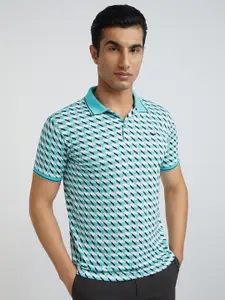 Park Avenue Men Geometric Printed Polo Collar Cotton T-shirt