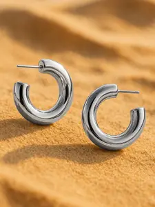 Rubans Rhodium-Plated Stainless Steel Tarnish-Free Waterproof Demi-Fine Hoop Earrings